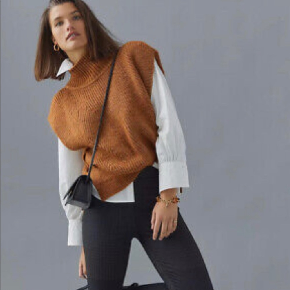 Anthropologie Side-Button Turtleneck Vest